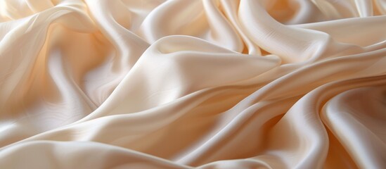 Fototapeta premium Macro shot of delicate white textile fabric texture, close-up fabric background