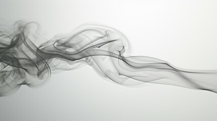 Wisps of smoke in a graceful ballet over a clean white surface, portraying a dance of elegance and lightness.