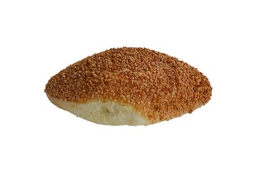 Pogaca with sesame, traditional Turkish breakfast, isolated on white background