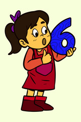 Little Girl Standing Vector Illustration