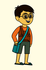 Little Boy Standing Vector Illustration