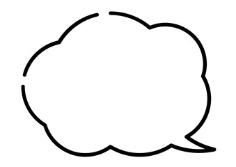 シンプルな雲形の吹き出し　楕円右スキマ