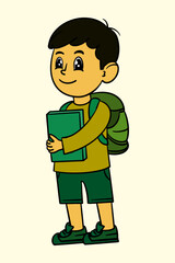 Little Boy Standing Vector Illustration