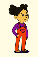 Little Girl Standing Vector Illustration