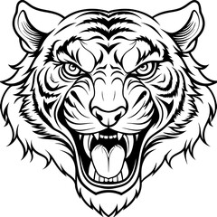 Fototapeta premium Angry Roaring Lion Head: Isolated Icon in Vector Illustration