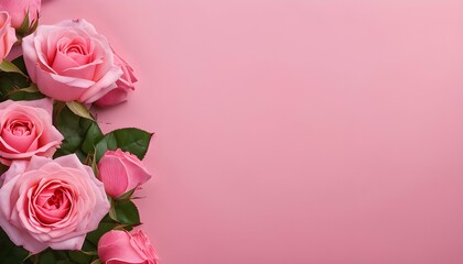 Background of pink flowers with empty space for text or greeting card design. Postcard for International Women's Day and Mother's Day. Banner