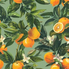 Classic Citrus Pattern in Vintage Italian Style