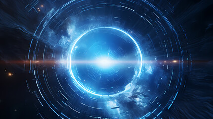 Fototapeta premium Artificial intelligence background, blue world network circuit future technology background
