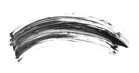 Smear of black mascara isolated on white, top view