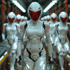 Clones participating in a futuristic Olympic Games a display of enhanced human capabilities