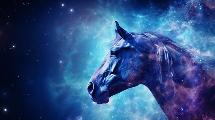 Obraz na płótnie Canvas Horse Head nebula in blue color