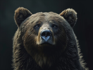 Stunning portrait of a bear, isolated on black background	