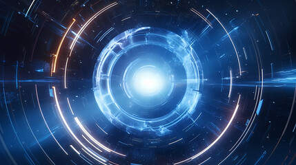 Artificial intelligence background, blockchain managed domain electronic devices network blue background