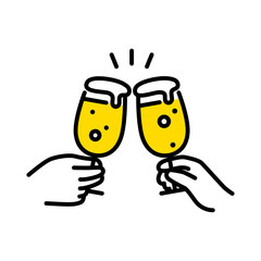 グラスビールで乾杯するアイコン © WAWAWA