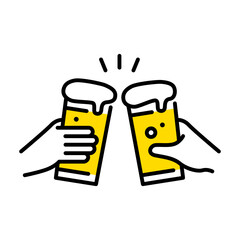 グラスビールで乾杯するアイコン © WAWAWA