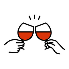 ワイングラスで乾杯するアイコン © WAWAWA
