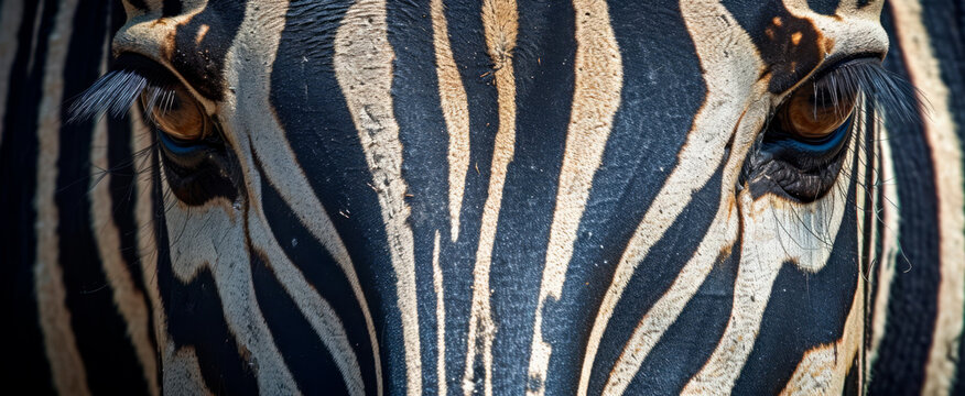 Close-up of zebra's stripes showcasing nature's pattern perfection, serene vibe