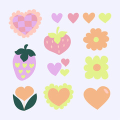Cute and Kawaii Heart and Flower Sticker Collection Set