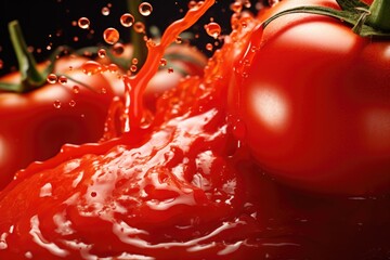 Fresh ketchup bottle splash with red tomato in humand hands, cooking concept,  Generative Ai.