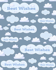Set cartoon funny doodle clouds. Children clouds seamless pattern. Art cloud poster trendy design. 