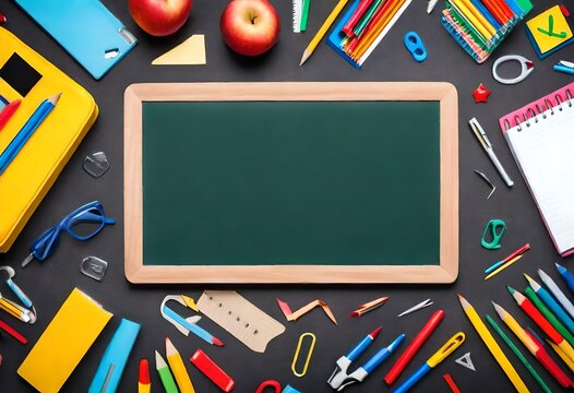 back to school background with green board, blackboard space for text