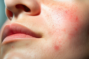 Detailed View of Skin with Rosacea Symptoms
