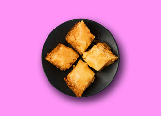 Baklava Set Top View, Ramadan Dessert, Eastern Sweet Filo Pastries, Honey Baklawa, Oriental Desert