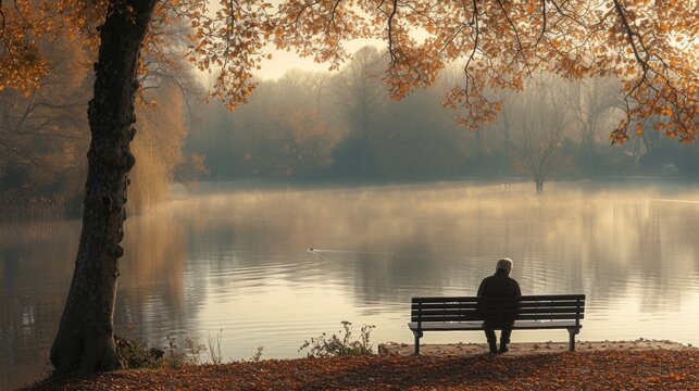 As the wind whispers through the trees and the water ripples softly a retiree finds their muse and weaves thoughtful prose by the tranquil lake.
