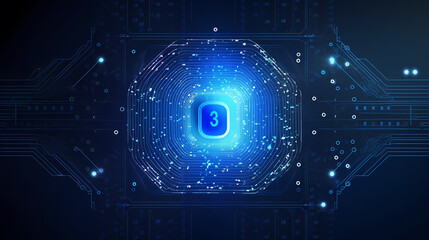 Artificial intelligence background, blockchain managed domain electronic devices network blue background