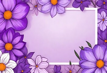 Obraz na płótnie Canvas Background of purple drawn flowers with empty space for text or greeting card design. Postcard for International Women's Day and Mother's Day.