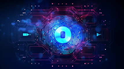 Obraz premium Artificial intelligence background, blockchain managed domain electronic devices network blue background