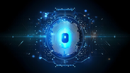 Fototapeta premium Artificial intelligence background, blockchain managed domain electronic devices network blue background