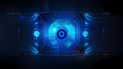 Fototapeta premium Artificial intelligence background, blockchain managed domain electronic devices network blue background