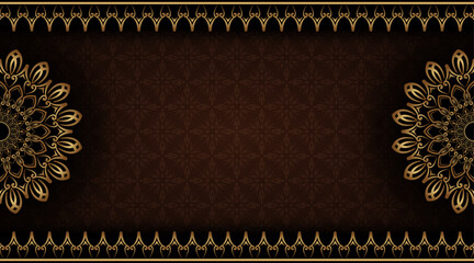 Simple brown background  with gold ornamental mandala