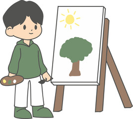 Boy with Hoodie and Painting