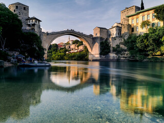 Mostar bridge over Neretva river