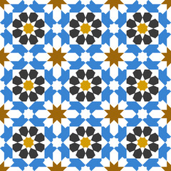 Seamless geometric pattern in arabic style Zellij 