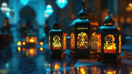 lanterns at night