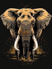 Elephant Front View Illustration