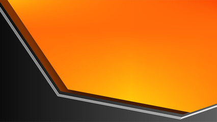 Glowing orange geometric copy space text placeholder over dark gray presentation background.