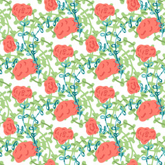 Vector Flat Seamless Floral Pattern