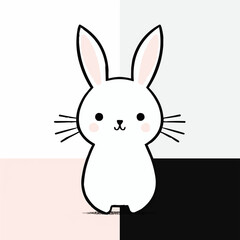 Fototapeta premium This striking graphic illustration features a bunny characterized by sharp, defined lines and bold outlines, lending it a distinctive and eye-catching appearance.