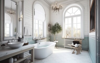 beautiful bright bathroom in loft style