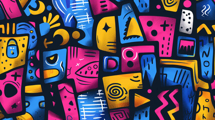 Background Doodle Pattern with Abstract Shapes.
