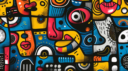 Naklejka premium Doodle Pattern Background with Abstract Shapes. 