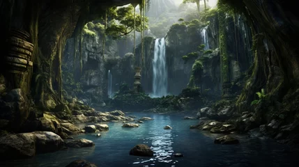 Keuken foto achterwand Bosrivier waterfall in the forest