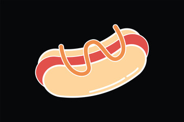 Hotdog Retro Flat Sticker Design