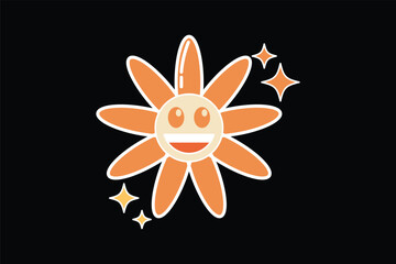 Cute Flower Retro Sticker Design
