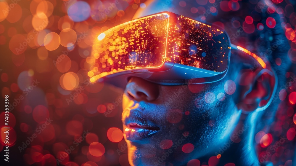Poster in this video, a person with glasses explores a metaverse virtual world by touching an object. this 