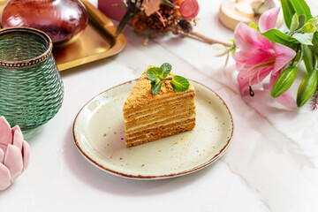 Cake, Piece of Honey cake. Beautiful.